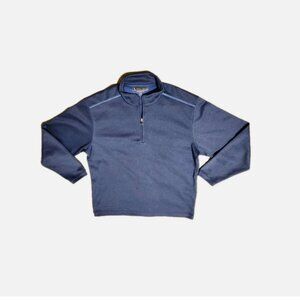 Pebble Beach Half Zip Mock Neck Blue Long Sleeve Sweater Top SIZE L